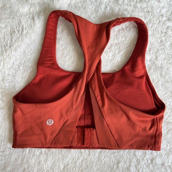 Lululemon Burnt Orange Crossback Sports Bra Size 4 Small Gym Workout Yoga - Picture 4 of 6